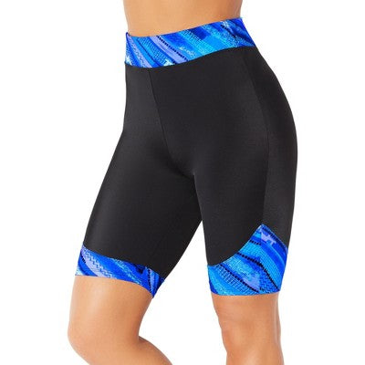 Swimsuits For All Women’s Plus Size Chlorine Resistant Printed Swim Bike Short
