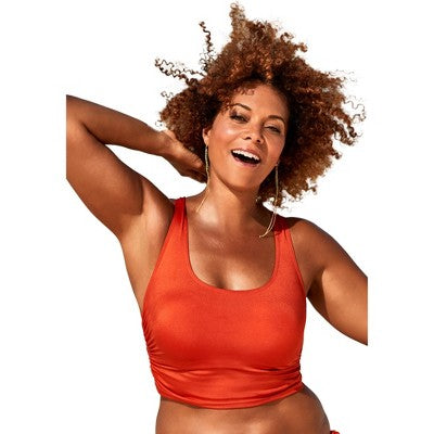 Swimsuits For All Women’s Plus Size Cropped Racerback Tankini Top