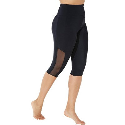 Swimsuits For All Women’s Plus Size Chlorine Resistant High Waist Mesh Swim Capri