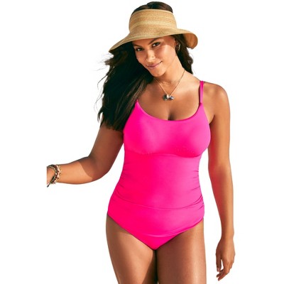 Swimsuits For All Women’s Plus Size Shirred Slim Strap One Piece