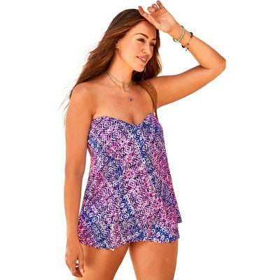 Swimsuits For All Women’s Plus Size Flyaway Bandeau Tankini Top