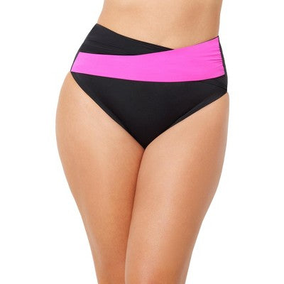 Swimsuits For All Women’s Plus Size Hollywood Colorblock Wrap Bikini Bottom