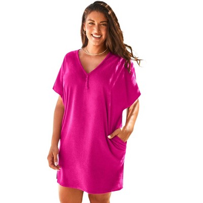 Swimsuits For All Women’s Plus Size French Terry Lightweight Cover Up Tunic