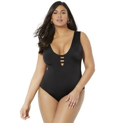 Swimsuits For All Women’s Plus Size Strappy Scoopneck One Piece Swimsuit
