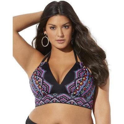 Swimsuits For All Women’s Plus Size Loop Strap Halter Bikini Top