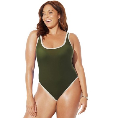 Swimsuits For All Women’s Plus Size High Leg One Piece Swimsuit