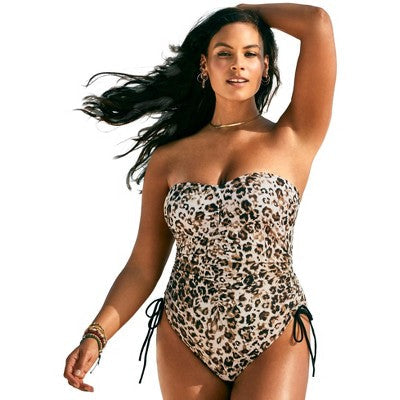 Swimsuits For All Women’s Plus Size Adjustable Bandeau One Piece