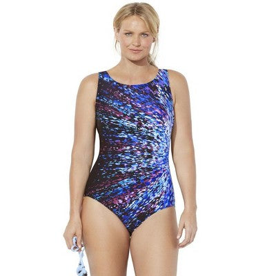 Swimsuits For All Women’s Plus Size Chlorine Resistant High Neck One Piece Swimsuit