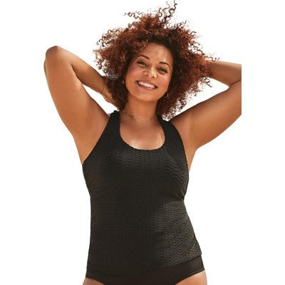Swimsuits For All Women’s Plus Size Textured Crossback Tankini Top