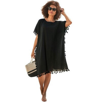 Swimsuits For All Women’s Plus Size Everly Pom Pom Cover Up Tunic
