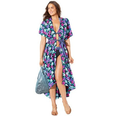Swimsuits For All Women’s Plus Size Chloe Tie-Front Cover Up Duster