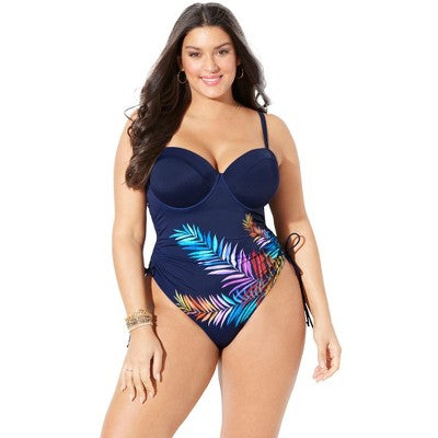 Swimsuits For All Women’s Plus Size Adjustable Underwire One Piece Swimsuit