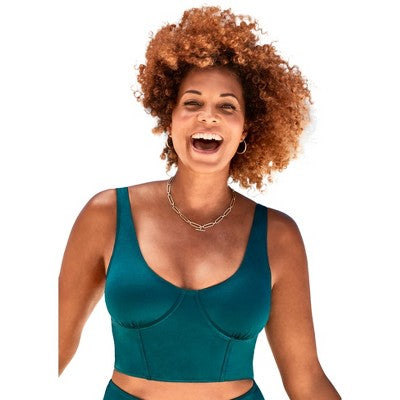 Swimsuits For All Women’s Plus Size Shimmer Underwire Crop Bikini Top