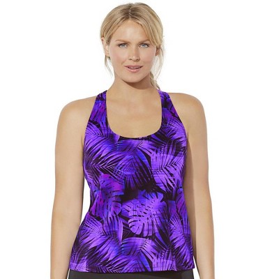 Swimsuits For All Women’s Plus Size Chlorine Resistant Racerback Tankini Top