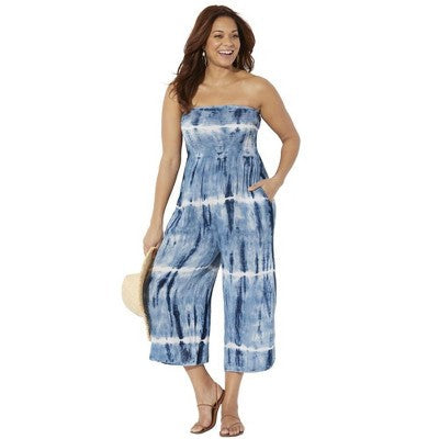 Swimsuits For All Women’s Plus Size Finley Tie Dye Bandeau Jumpsuit