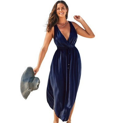 Swimsuits For All Women’s Plus Size Tenley Surplice Cover Up Maxi Dress