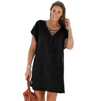 Swimsuits For All Women’s Plus Size Esme Lace Up Cover Up Dress