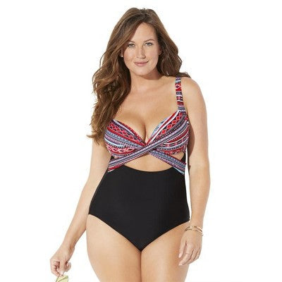 Swimsuits For All Women’s Plus Size Cut Out Underwire One Piece Swimsuit