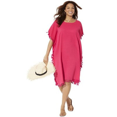  Swimsuits For All Women’s Plus Size Everly Pom Pom Cover Up Tunic