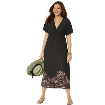  Swimsuits For All Women’s Plus Size Kate V-Neck Cover Up Maxi Dress