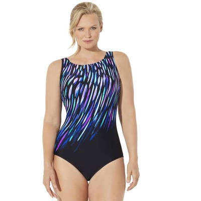  Swimsuits For All Women’s Plus Size Chlorine Resistant High Neck One Piece Swimsuit
