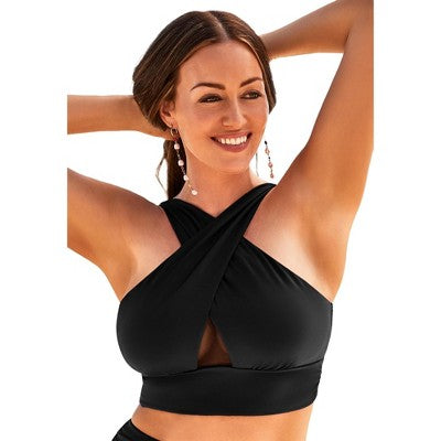  Swimsuits For All Women’s Plus Size Longline High Neck Bikini Top