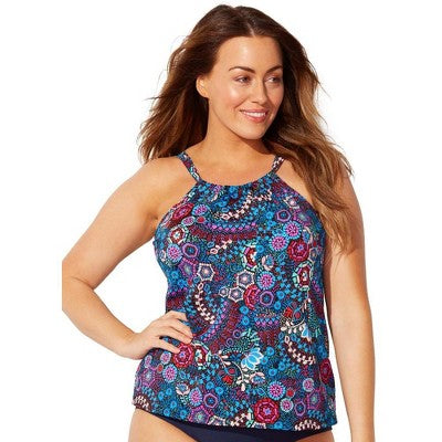  Swimsuits For All Women’s Plus Size High Neck Tankini Top