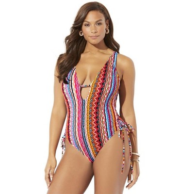  Swimsuits For All Women’s Plus Size A-List Plunge One Piece Swimsuit
