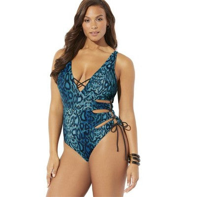  Swimsuits For All Women’s Plus Size Cut Out One Piece Swimsuit