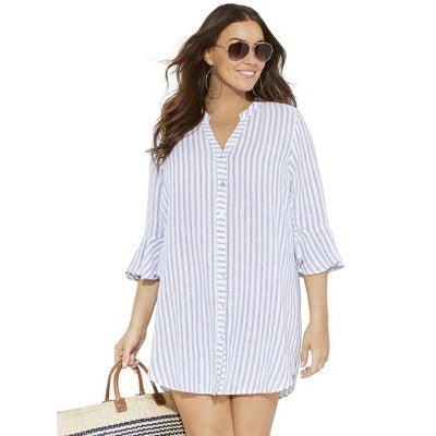  Swimsuits For All Women’s Plus Size Sandra Button Up Cover Up Shirt