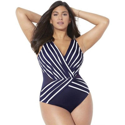  Swimsuits For All Women’s Plus Size Surplice One Piece Swimsuit