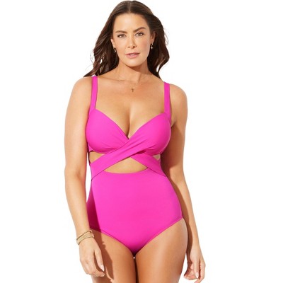  Swimsuits For All Women’s Plus Size Cut Out Underwire One Piece Swimsuit