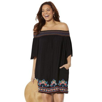  Swimsuits For All Women’s Plus Size Rhiannon Embroidered Cover Up Dress