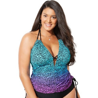  Swimsuits For All Women’s Plus Size Plunge Tankini Top