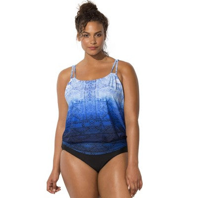  Swimsuits For All Women’s Plus Size Loop Blouson One Piece Swimsuit