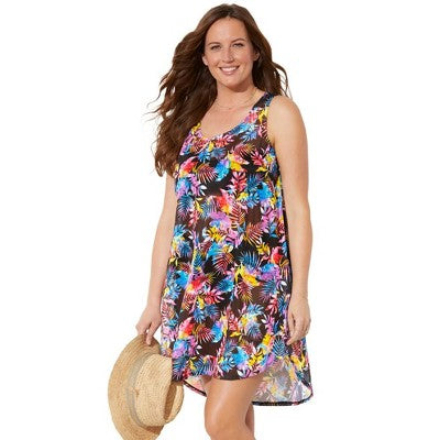  Swimsuits For All Women’s Plus Size Quincy Mesh High Low Cover Up Tunic