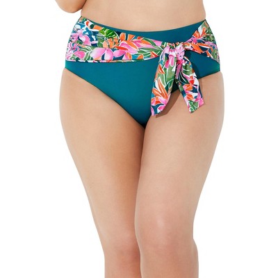  Swimsuits For All Women’s Plus Size High Waist Sash Bikini Bottom