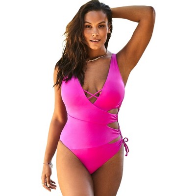  Swimsuits For All Women’s Plus Size Cut Out One Piece Swimsuit