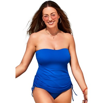  Swimsuits For All Women’s Plus Size Bandeau Adjustable Tankini Top