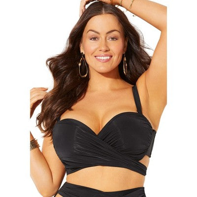  Swimsuits For All Women’s Plus Size Crisscross Cup Sized Wrap Underwire Bikini Top