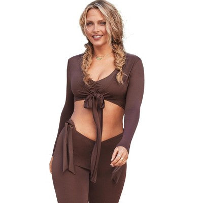  Swimsuits For All Women’s Plus Size The '70s Tie Front Top