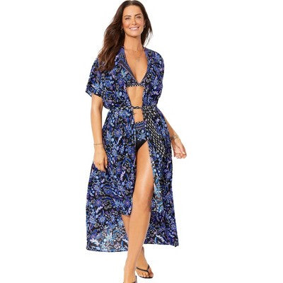  Swimsuits For All Women’s Plus Size Chloe Tie-Front Cover Up Duster
