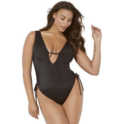  Swimsuits For All Women’s Plus Size A-List Plunge One Piece Swimsuit