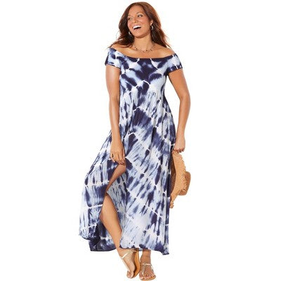  Swimsuits For All Women’s Plus Size Harper Tie Dye Cover Up Maxi Dress