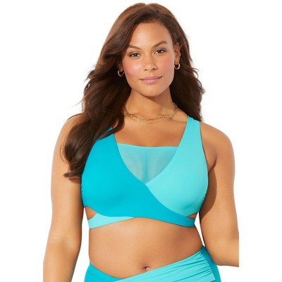  Swimsuits For All Women’s Plus Size Hollywood Colorblock Wrap Bikini Top