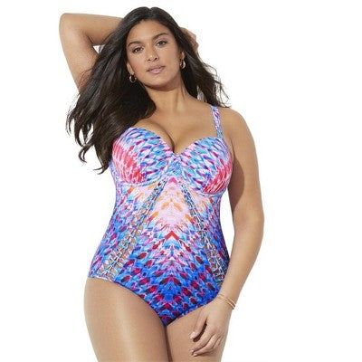  Swimsuits For All Women’s Plus Size Macrame Underwire One Piece Swimsuit