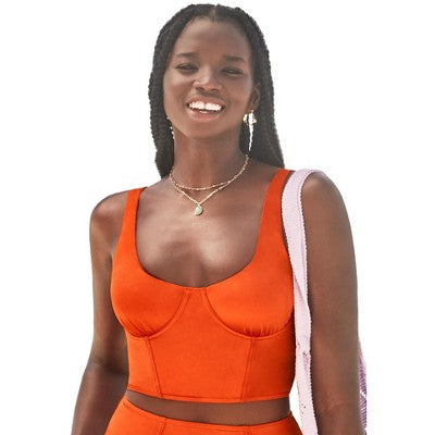  Swimsuits For All Women’s Plus Size Shimmer Underwire Crop Bikini Top