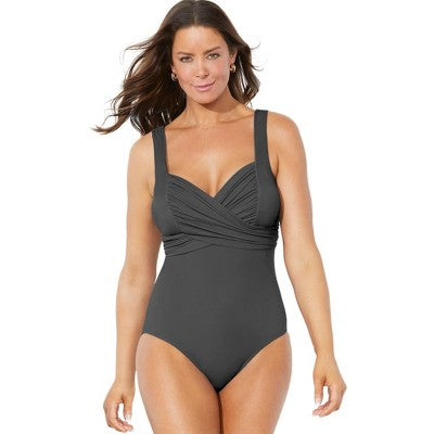  Swimsuits For All Women’s Plus Size Crossover Sweetheart One Piece Swimsuit