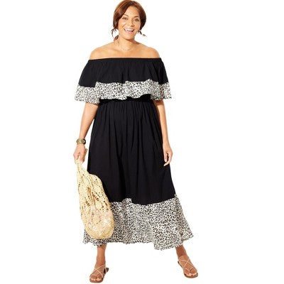  Swimsuits For All Women’s Plus Size Mia Off The Shoulder Maxi Dress