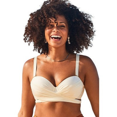  Swimsuits For All Women’s Plus Size Crisscross Cup Sized Wrap Underwire Bikini Top